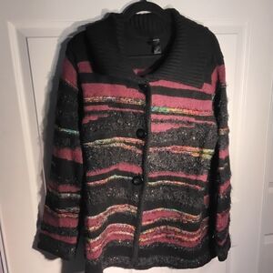 H&M Black and Pink Striped Women's Cardigan